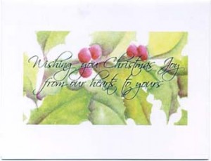 #0803, Christmas Joy Greeting Card, $15 Box of Ten & Eleven Envelopes