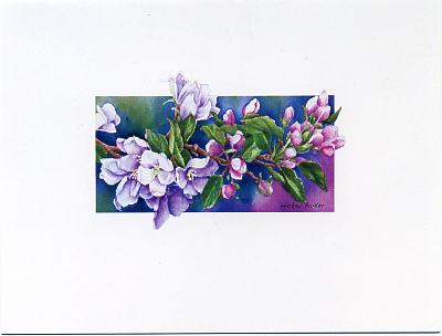 Apple Blossom Watercolor Note Card #160