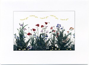 #130 Thank You Card, 5.5" x 4.25". $2.95 each or 10 assorted floral cards for $15