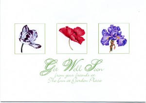 Floral Get Well Card, #334W, 5"X7"