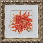 3107 Orange Chrysanthemum, Silver Frame 6.5" x 6.5" O.D., $36