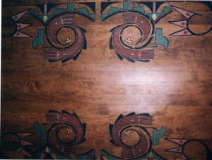 American Indian Motif painted on hardwood floor at the Wigwam Resort in Arizona