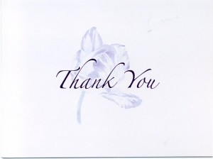#136 Purple Tulip Thank You Note only $15 Boxed