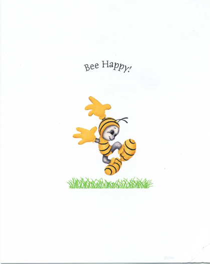 #123 Bee Happy Bumble Bee Card, 5.5"x4.25", Box of eight cards/$15 or Box of 20/$25