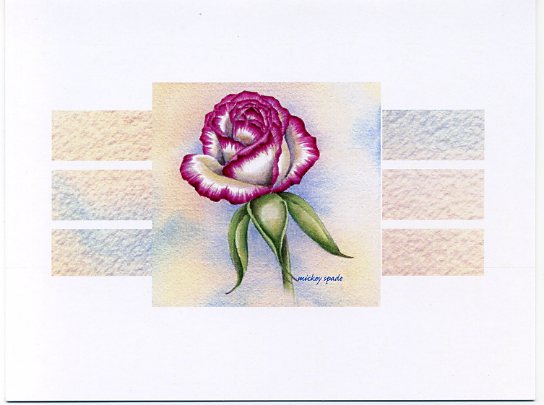 #162, Kristy's Rose Note Card, blank inside, 5.5"x4.25", $15 box of eight, $25 box of 20