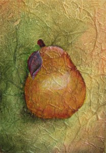 Photo of red pear painting.