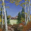 photo of a autumn painting of aspens and mountains