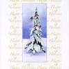 picture of a Christmas card of a snowcovered pine with birds.