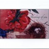 picture of a greeting card with a hand painted peony and bird nest