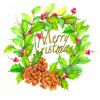 photo of Christmas card with holly wreath