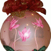 photo of hand painted ornament with Swarovski crystals and Cyclemen flowers