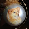 photo of family dog hand painted on Christmas ornament.