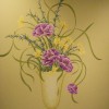 picture of a hand painted wall pocket with flowers